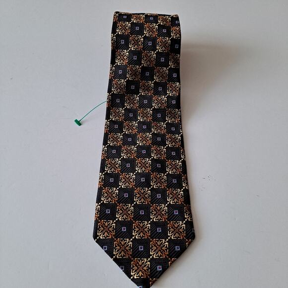 Robert Talbott Best of Class Black Gold Multi Extra Long Textured Tie One Size - Picture 4 of 10